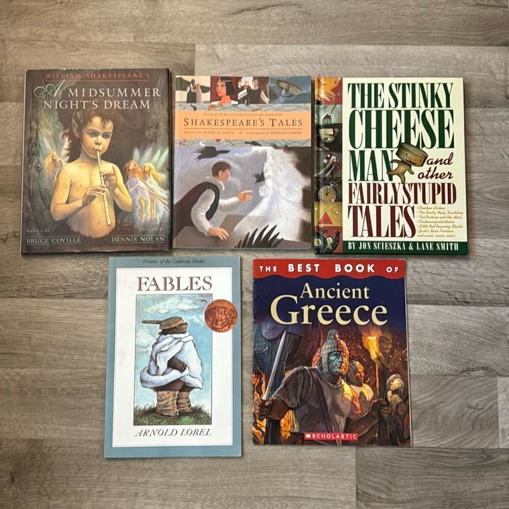 5 book bundle. Fairytales, Greece Myths, Shakespeare, & Fables.